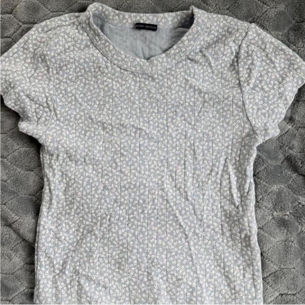 Brandy Melville Light blue Floral Tee